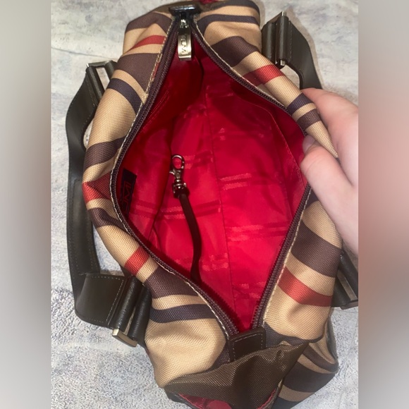 Tumi Leather Canvas Abstract Patterned Shoulder Hand Bag Purse Vintage Zip - Picture 8 of 9